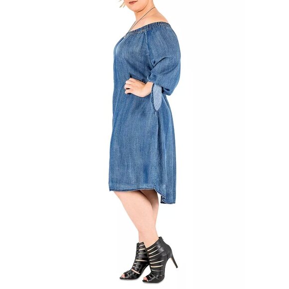 Standards & Practices Julie Off-The-Shoulder Chambray Dress Size 1X Plus NEW Nwt - Picture 12 of 13